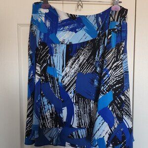 Vince Camuto high low blue patterned skirt Size 14